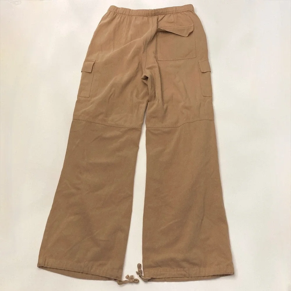 Bailey Rose Tan Cargo Pants Womens Small‎ Cotton Poly Pockets Drawstring
